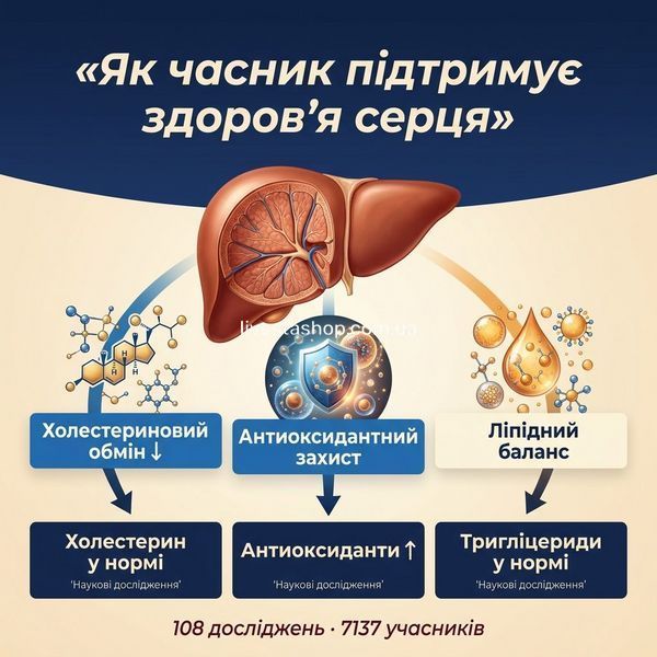 Як часник підтримує здоров'я серця &mdash; холестериновий обмін, антиоксидантний захист, ліпідний баланс