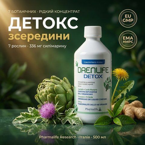 Drenlife Detox 500 мл &mdash; рідкий ботанічний концентрат 7 рослин для підтримки функції печінки, Pharmalife Research