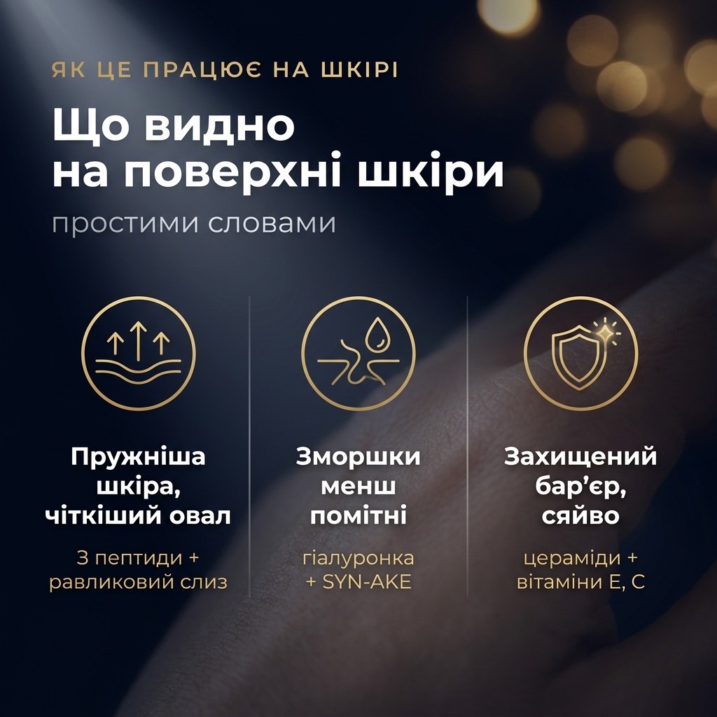 Схема ухода Aspersina Ristruttura: пептиды и улиточная слизь — упругость, гиалуронка — влага, керамиды и витамины — барьер и сияние