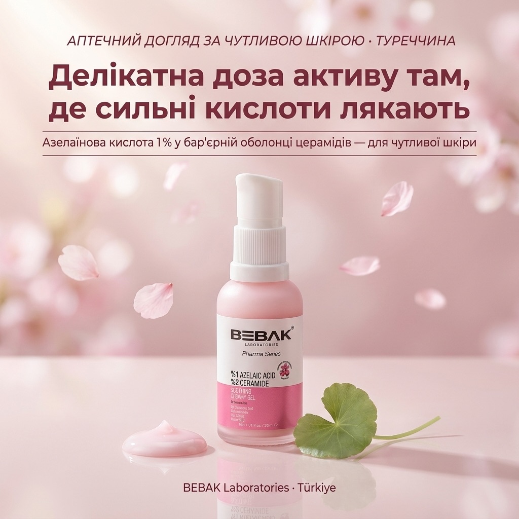 Крем-гель BEBAK Pharma Series з азелаїновою кислотою для чутливої шкіри — аптечний догляд, Туреччина