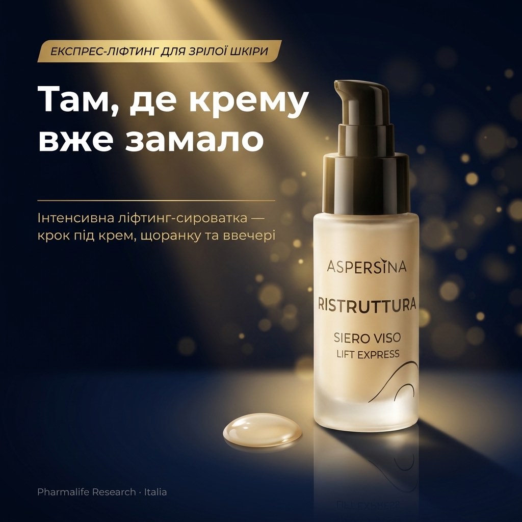 Ліфтинг-сироватка для обличчя Aspersina Ristruttura — антивіковий догляд за зрілою шкірою, Pharmalife Italia