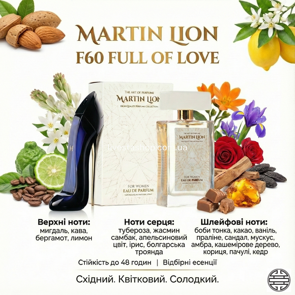 Парфюмерная вода Martin Lion F60 Full Of Love Для женщин, 50 мл 468657 фото