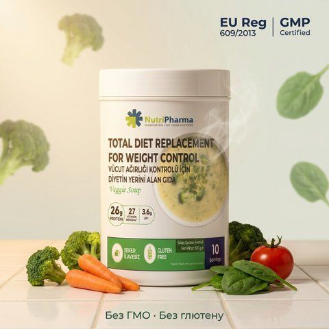 Туба Nutripharma Поживний суп Овочевий 600 г з овочевими інгредієнтами на теплій поверхні, livestashop