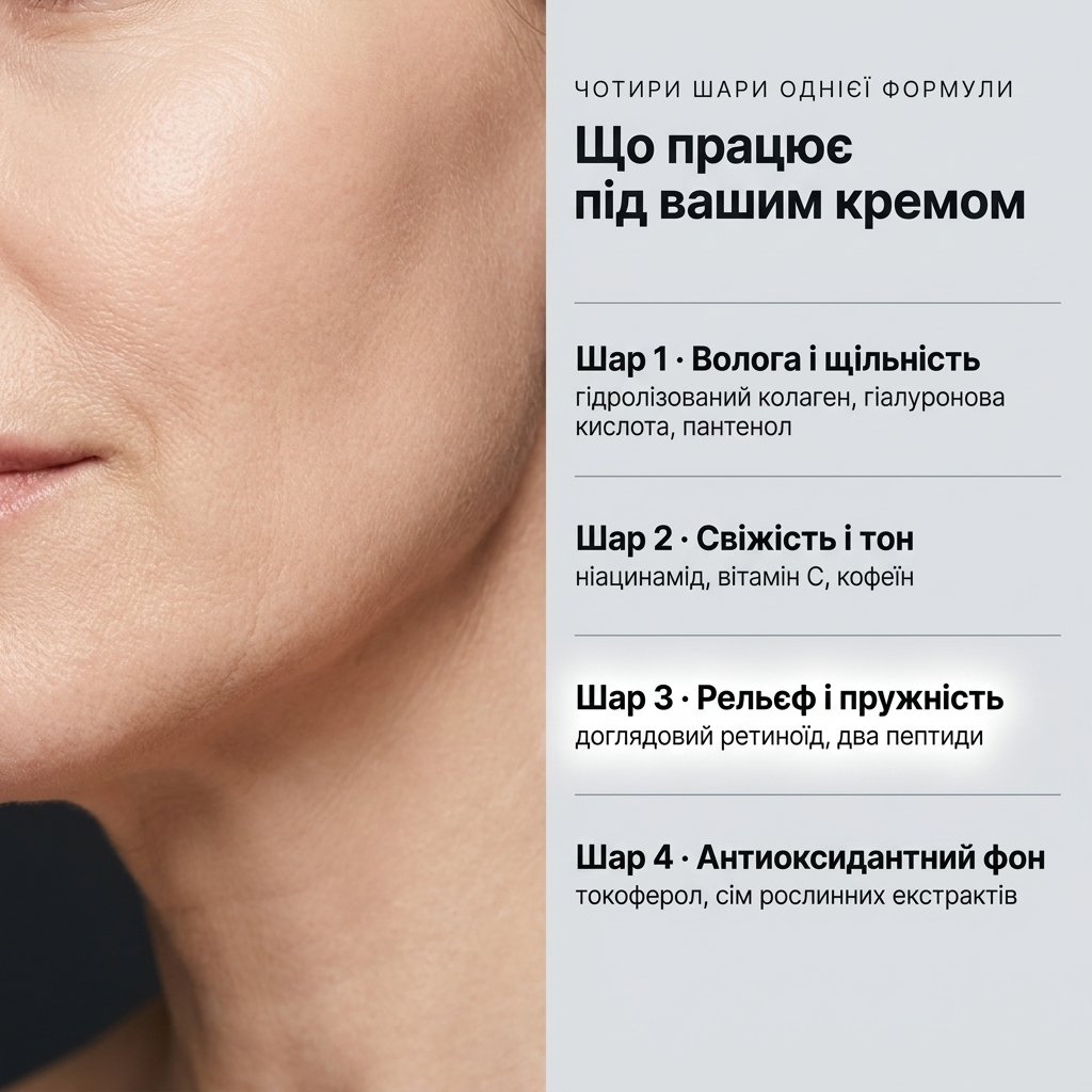 Що працює під нічним кремом — чотири шари формули сироватки BIOXCIN AGE REVERSE для пружнішої й гладшої шкіри на вигляд