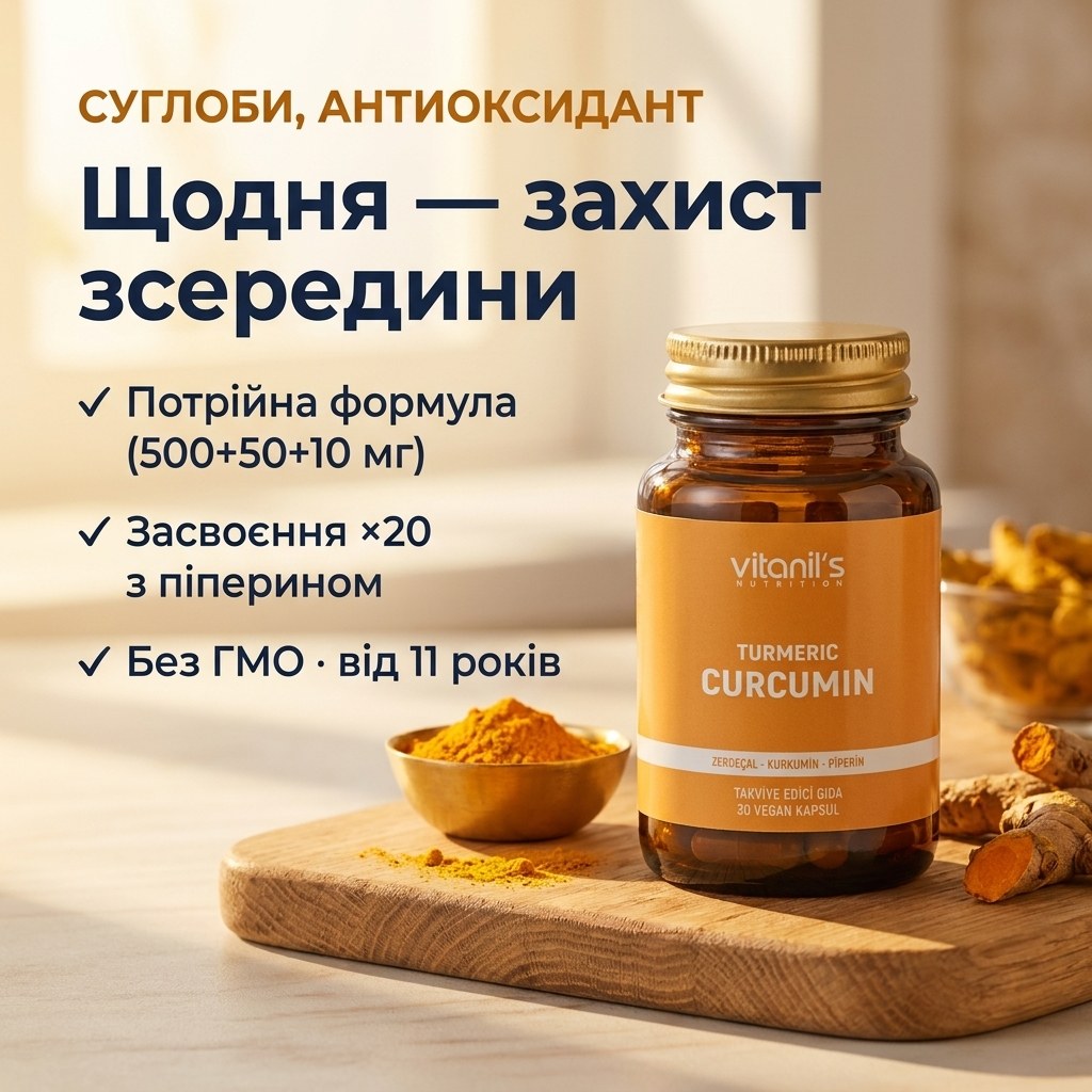 Куркумін Vitanil's — щоденний прийом однієї капсули під час їжі