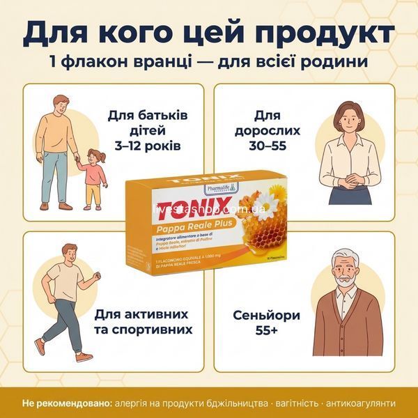 Дієтична добавка Tonix "Маточне молочко", 10 флаконів по 15 мл 500381 фото