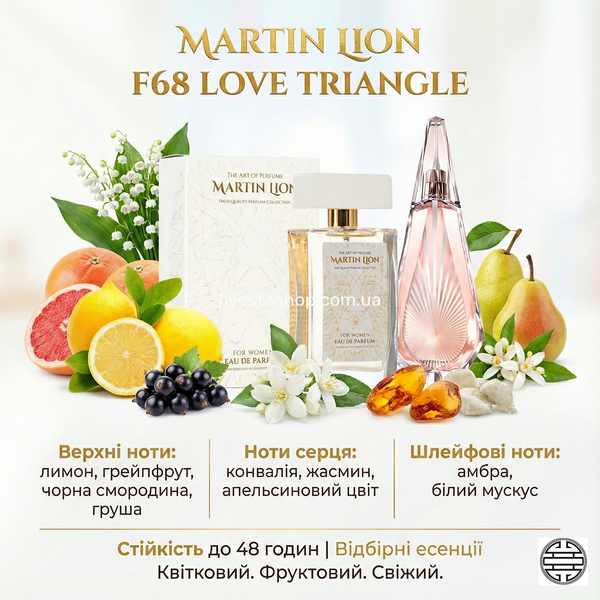 Парфумована вода Martin Lion F68 Love Triangle Для жінок, 50 мл 468624 фото