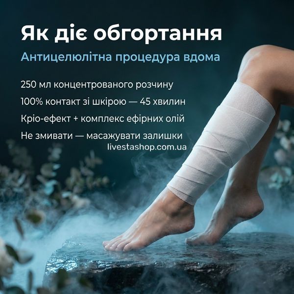 Як діє Riducell бандаж-обгортання &mdash; намотаний бандаж на нозі, крио-охолодження EFFETTO CRIO, 250 мл розчину 45 хвилин, SPA вдома