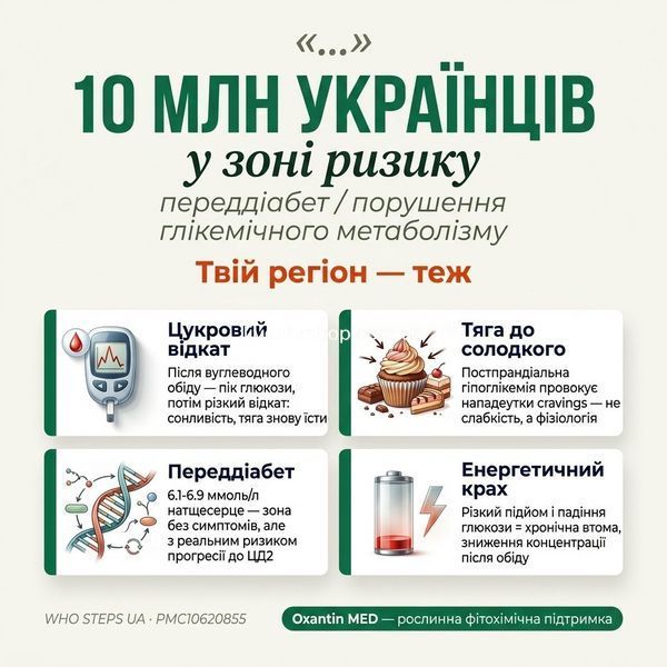 10 млн українців у зоні ризику: переддіабет, цукровий відкат, тяга до солодкого &mdash; Oxantin MED фітопідтримка | livestashop