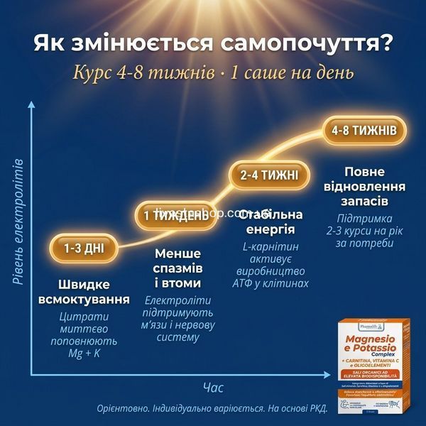 Результати прийому магнію та калію по днях &mdash; день 1-3, 5-7, 10-14, Pharmalife