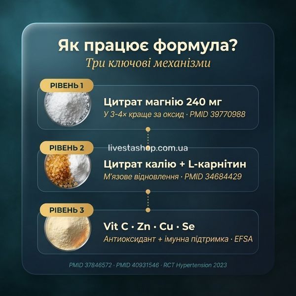 Механізм засвоєння цитратного магнію &mdash; порівняння з оксидом, PMID 40931546, Pharmalife