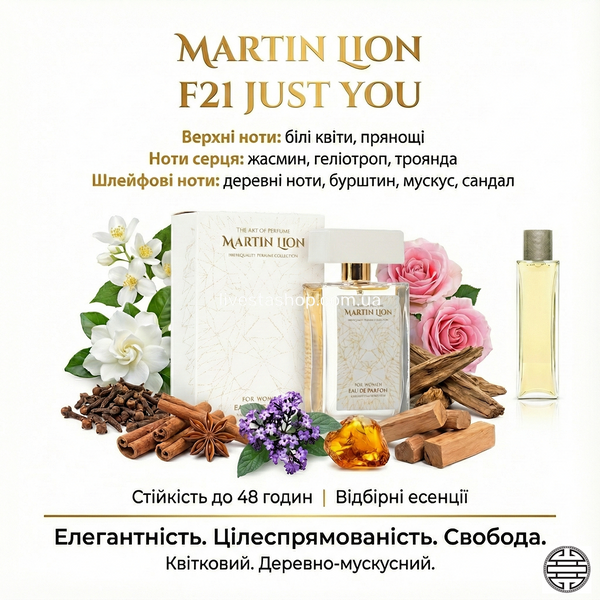 Парфюмерная вода Martin Lion F21 Just You Для женщин, 50 мл 468644 фото