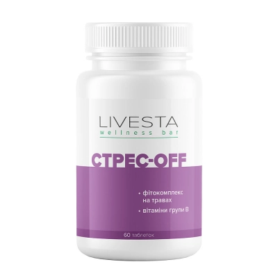 LIVESTA Стрес-Off 60 таблеток — растительные адаптогены для сна и настроения, синергия с Mg
