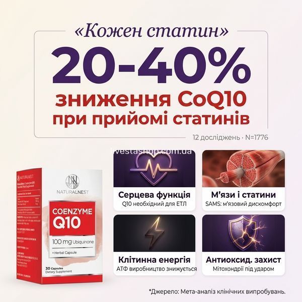 Дієтична добавка Коензим Q10 Naturalnest, 30 желатинових капсул 468026 фото