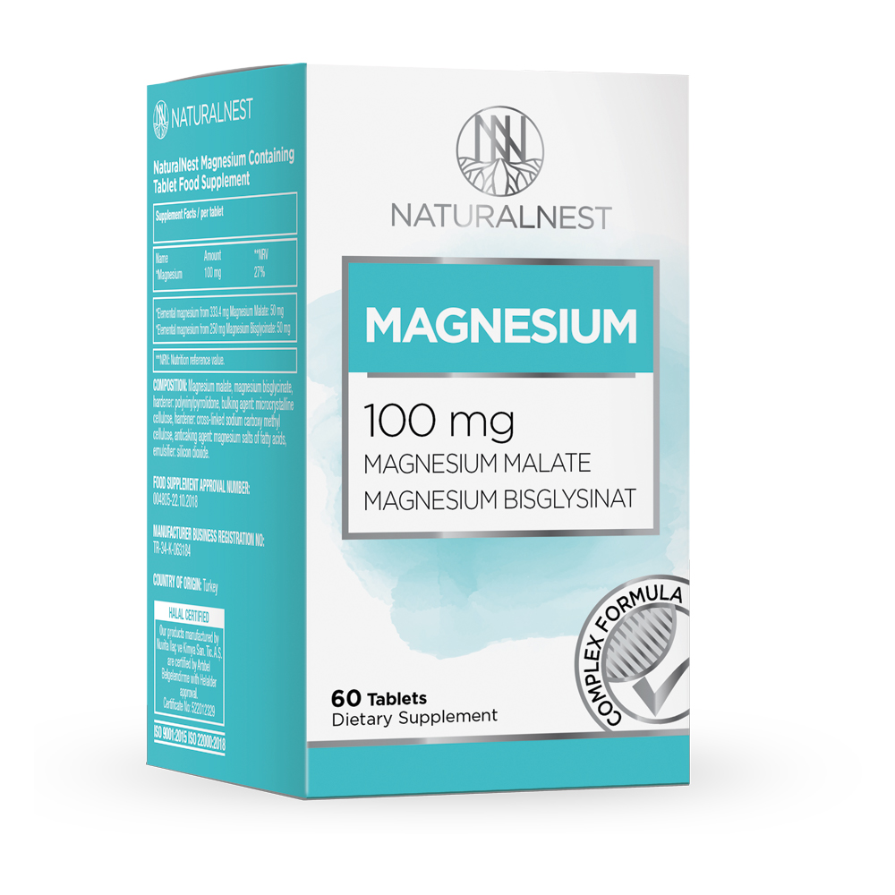 NATURALNEST Магній — 60 таблеток з EFSA health claims для м'язів, нервів і метаболізму енергії