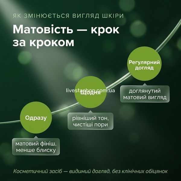Як діє матуючий крем Aspersina Detox &mdash; матовий фініш одразу, чистіші пори щодня за регулярного догляду
