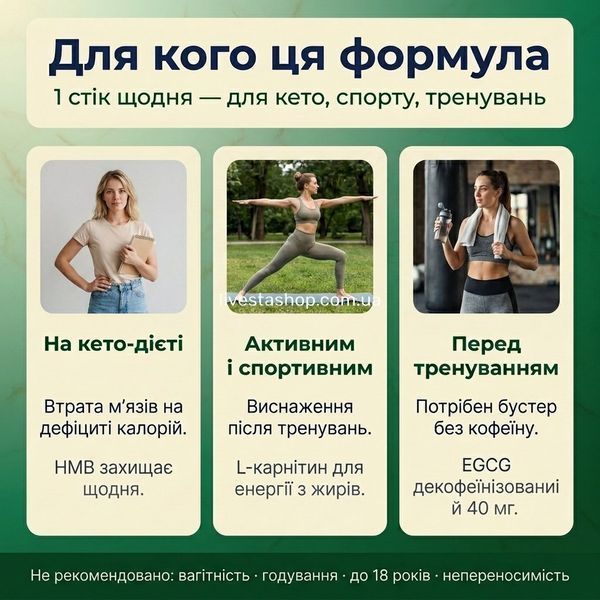 Для кого Oxantin Slim Keto &mdash; кето-практики, фітнес аматори, 40+, захист м'язів, livestashop