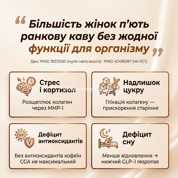 Більшість жінок п'ють каву без функції &mdash; 4 фактори що швидко вирішує Quick Slim Lux: стрес, цукор, сон, антиоксиданти