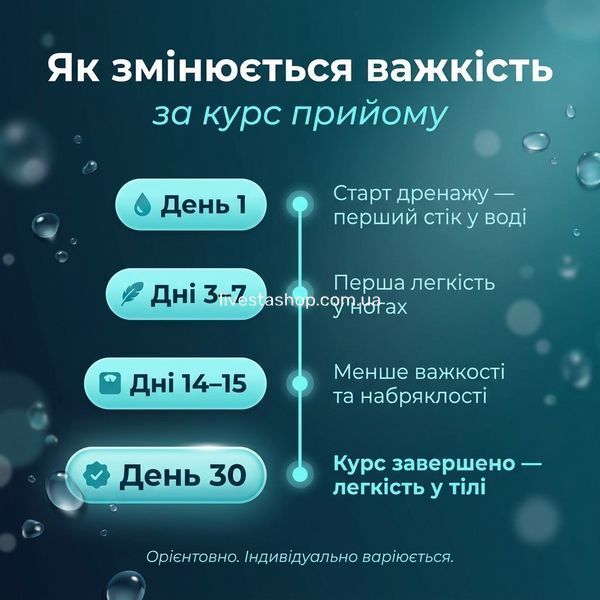 Drenlife Diur таймлайн ефекту &mdash; день 1 старт дренаж тиждень 1 легкість 30 днів результат