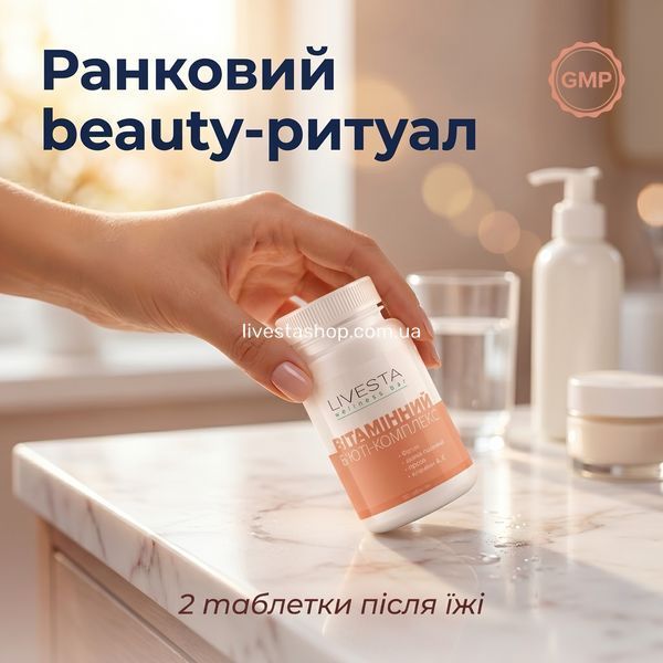 Жінка тримає LIVESTA Бюті-Комплекс під час ранкового beauty-ритуалу, livestashop
